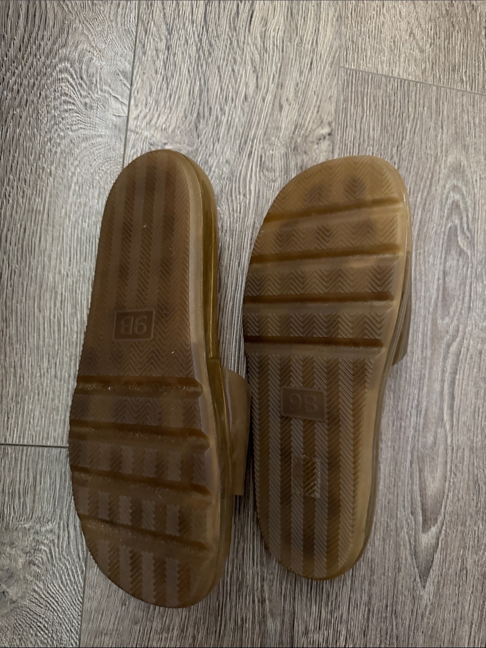 Tory Burch Nude/Tan Glossy Logo Slide Sandals - Picture 5 of 5